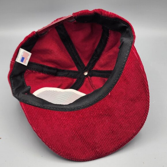 Vintage Wisconsin Corduroy Snapback Hat Red Gold Cow Made in USA - Picture 8 of 10